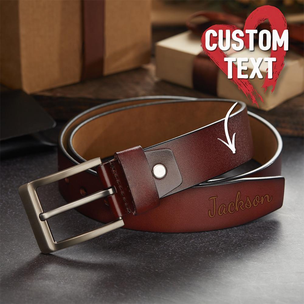 Custom Men Leather Classic Belt Personalized Gift For Him Monogram Initials