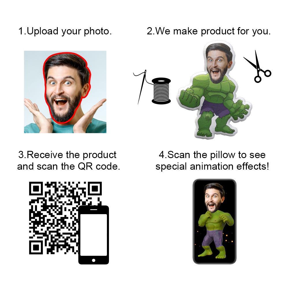 Body Pillow My Face Doll Custom Dolls Hulk Photo Pillow MiniMe Doll AR View Gift For Boyfriend - auphotoblanket