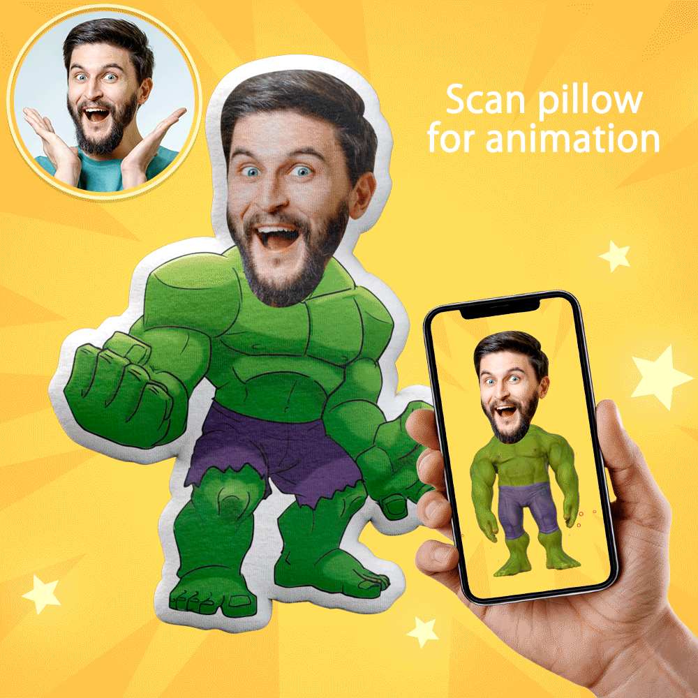 Body Pillow My Face Doll Custom Dolls Hulk Photo Pillow MiniMe Doll AR View Gift For Boyfriend - auphotoblanket