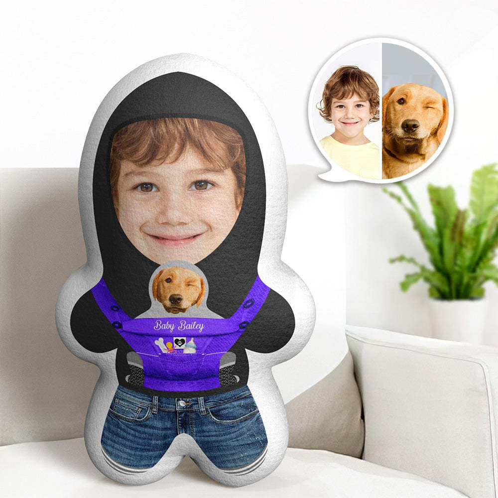 Custom Purple Baby Carrier Two Faces Minime Throw Pillow Personalized Minime Photo Doll Gift for Pet Lover - auphotoblanket