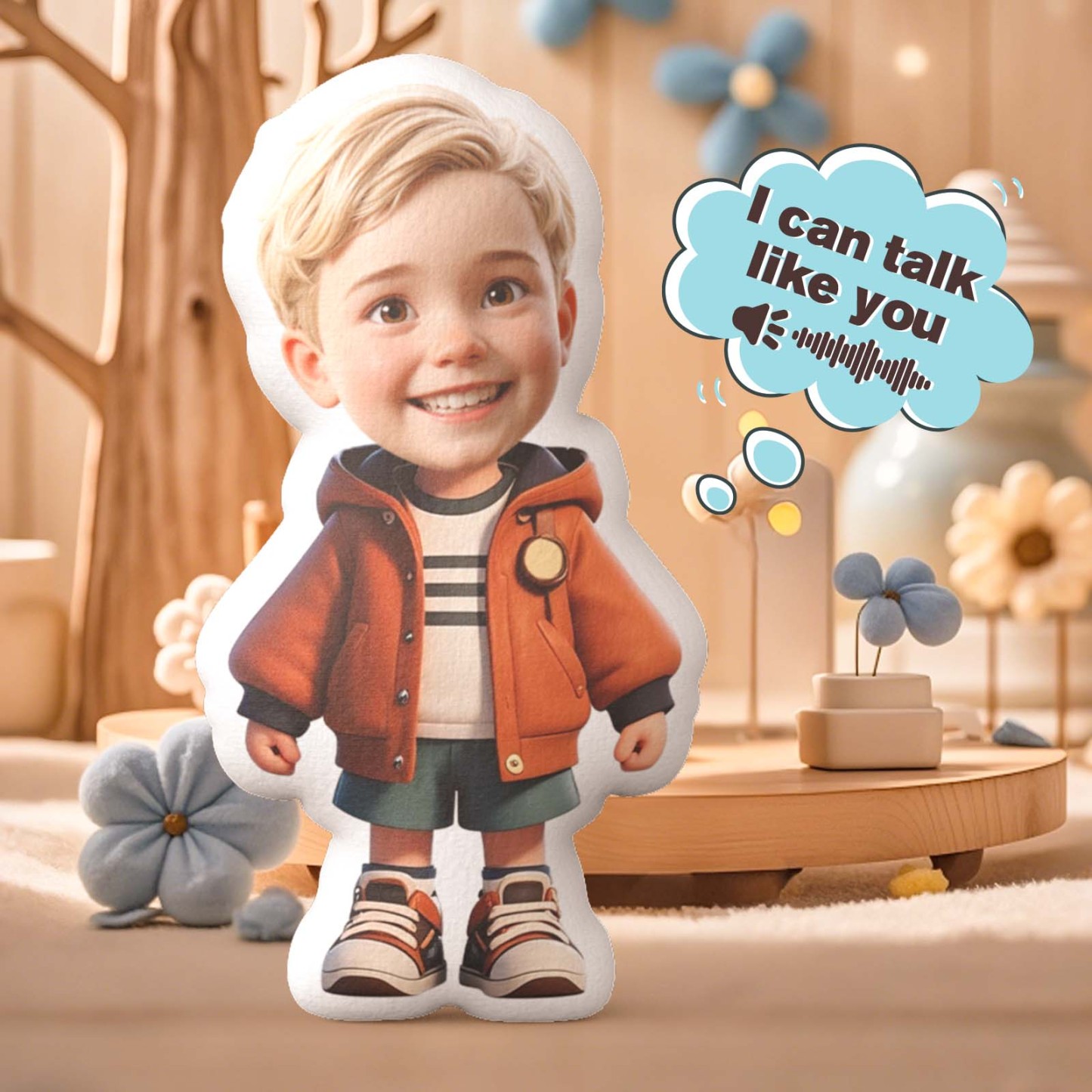 Custom Head Recording Soothing Doll with Cute Body Personalized Comfort Toy - auphotoblanket