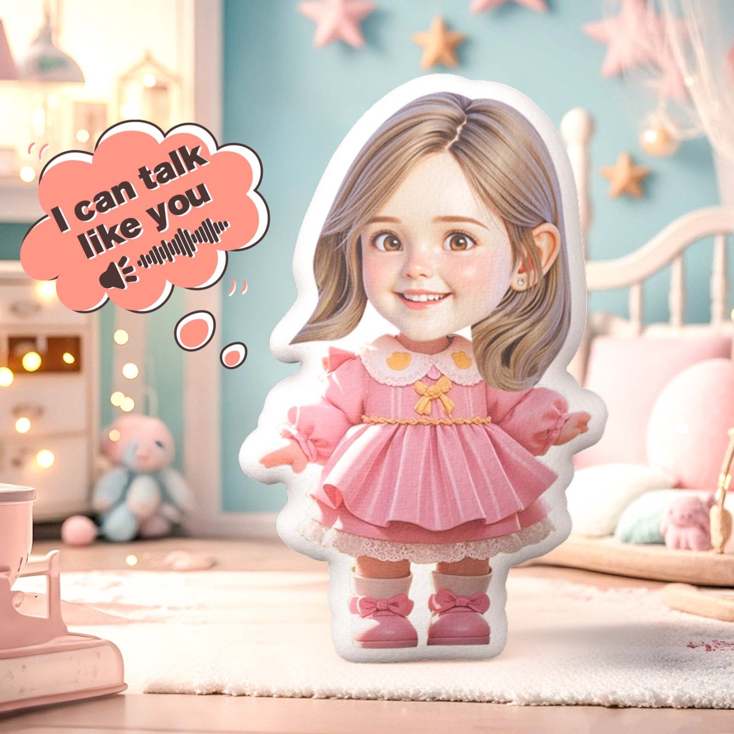 Custom Head Recording Soothing Doll with Cute Body Personalized Comfort Toy - auphotoblanket