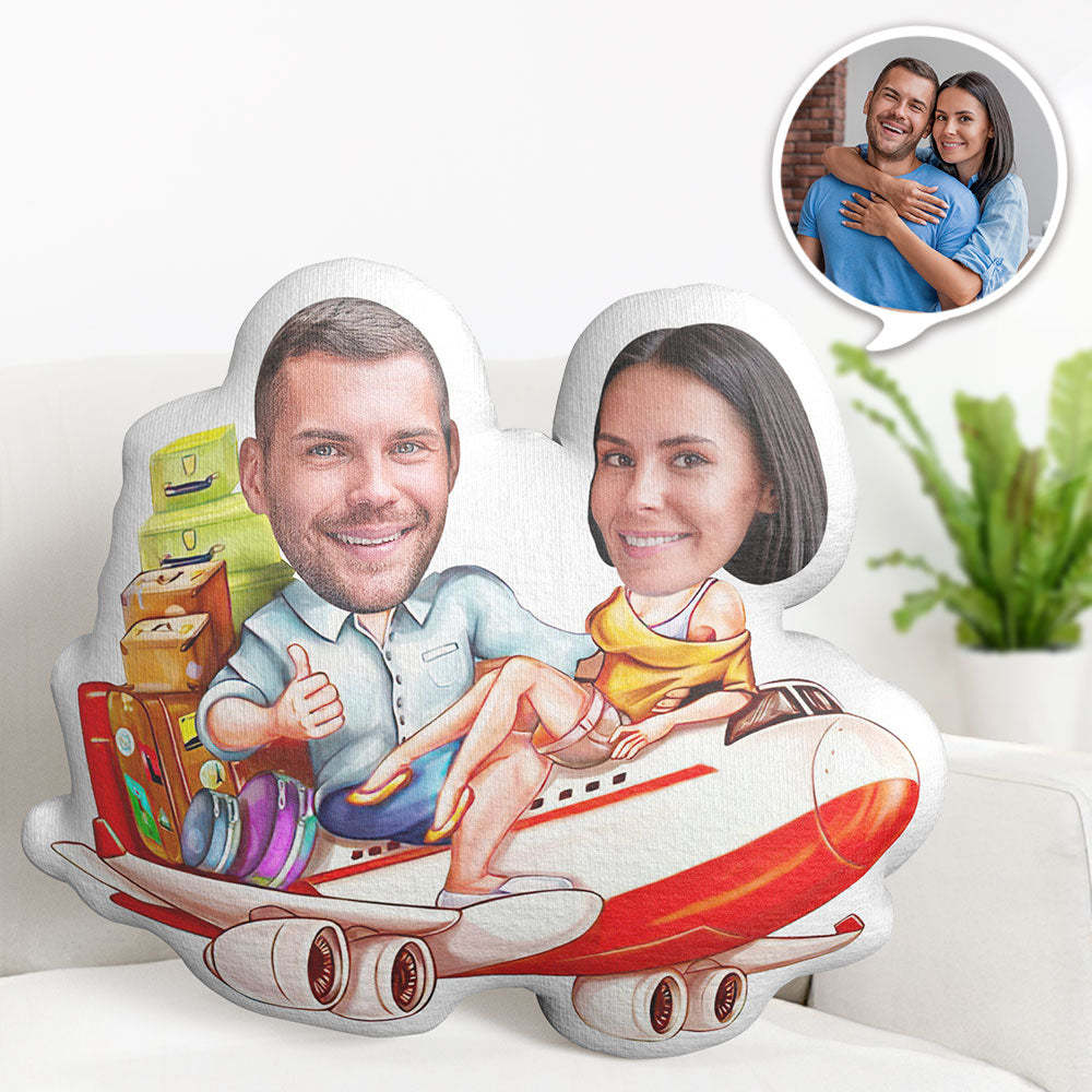 Valentine's Day Gift Custom Photo Pillow Personalized Face Pillow Customized Traveling Couple Pillow - auphotoblanket