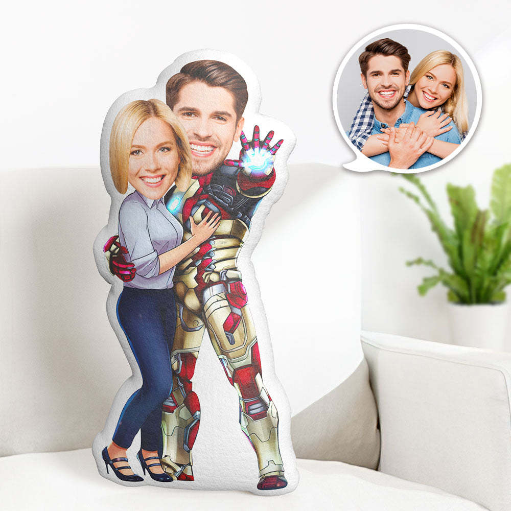 Valentine's Day Gift Custom Photo Pillow Personalized Face Pillow You Are My Superhero Iron Man Pillow Gift for Him - auphotoblanket