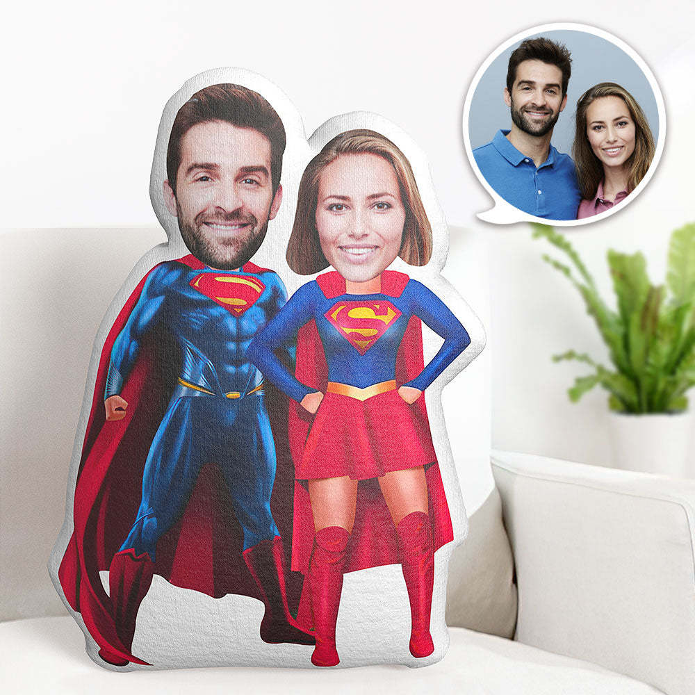 Valentine's Day Gifts Custom Superhero Pillow Personalized Face Pillow Customized Mr. and Mrs. Superman Pillow - auphotoblanket