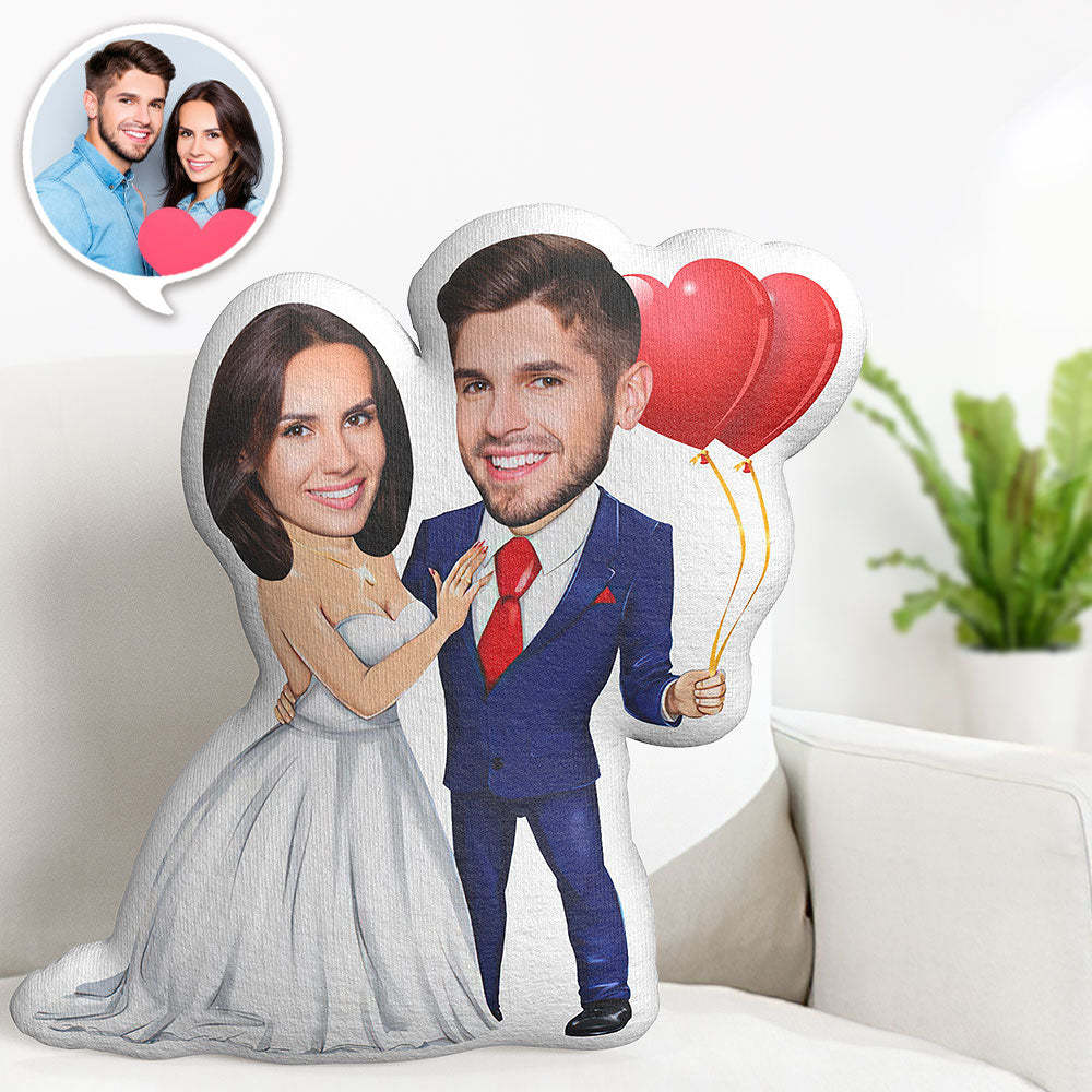 Valentine's Day Gifts Customized Romantic Couple Pillow Custom Photo Pillow Personalized Face Pillow - auphotoblanket
