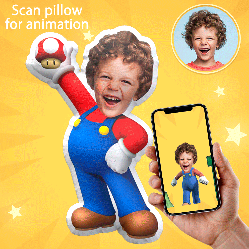 Personalized My Face Body Minime Doll Custom MiniMe Doll Custom Face Photo Pillow AR View Gift - auphotoblanket