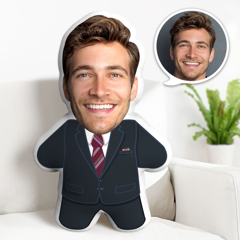 Custom Face Pillow Gentleman Minime Personalized Photo Minime Pillow Gifts - auphotoblanket