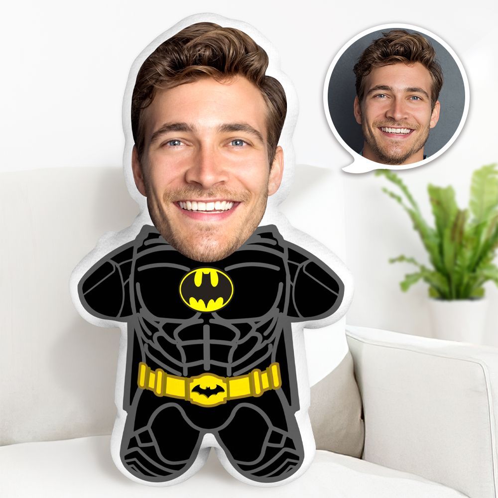 Batman Minime Throw Pillow Custom Face Gifts Personalized Photo Minime Pillow - auphotoblanket