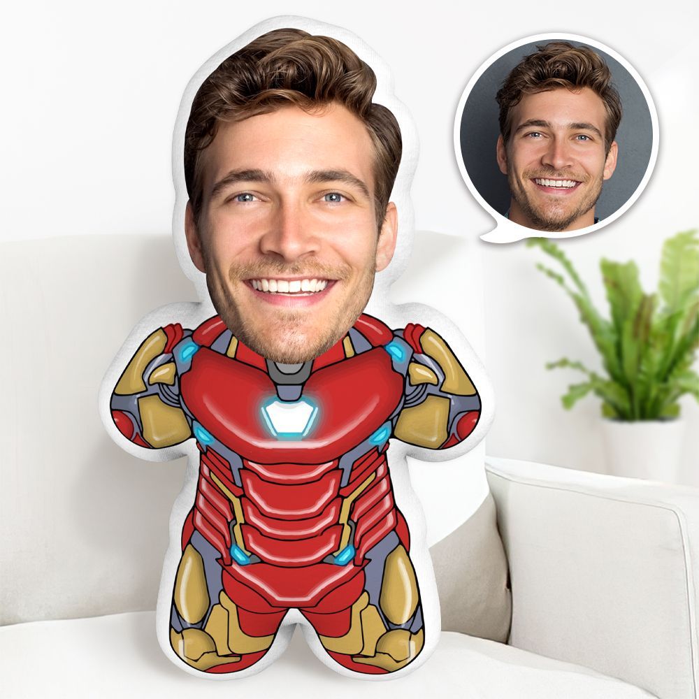 Iron Man Minime Throw Pillow Custom Face Pillow Personalized Marvel Minime Pillow - auphotoblanket