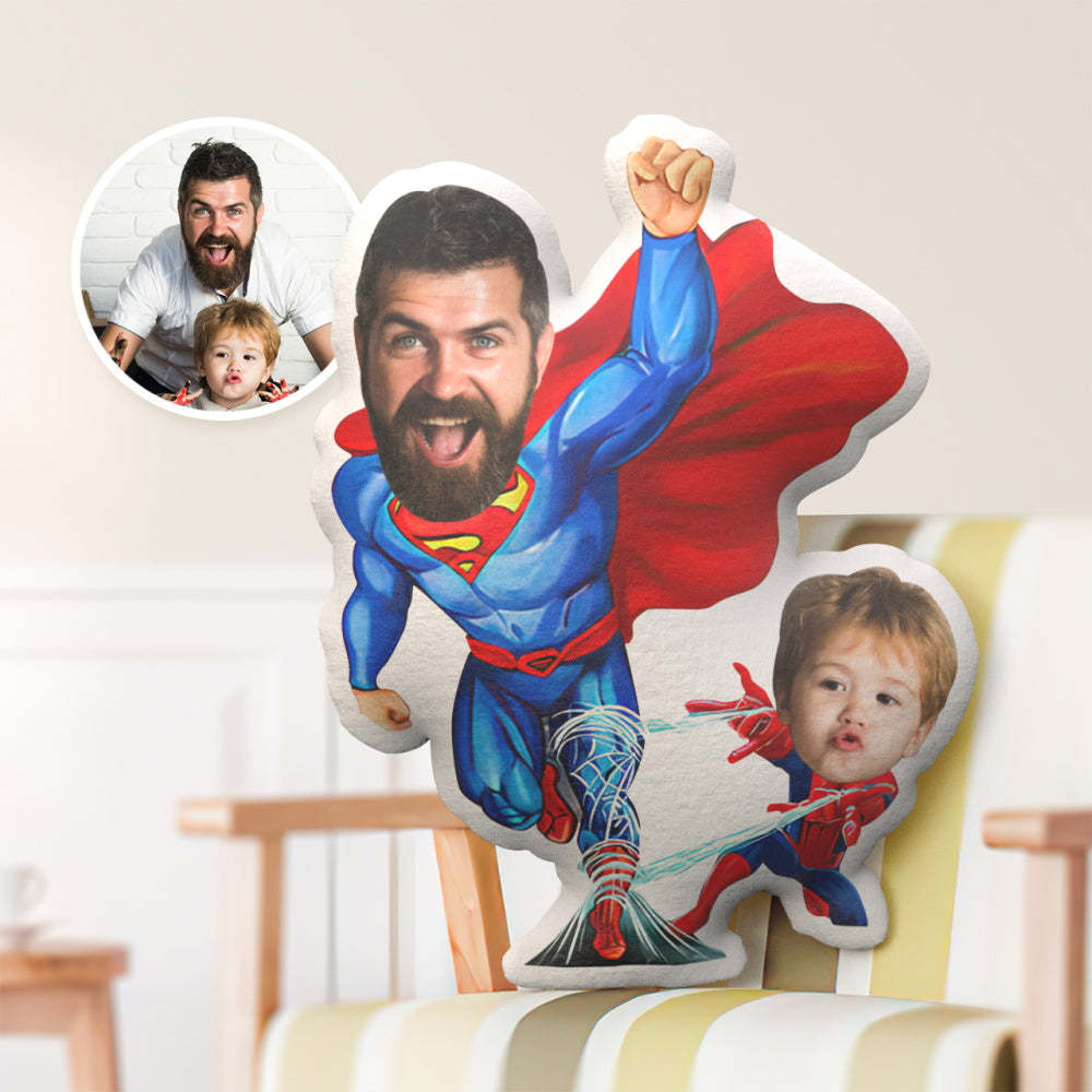 Father's Day Gift Custom Pillow Face Body Pillow Super Daddy with Spiderboy Style Face Pillow - auphotoblanket