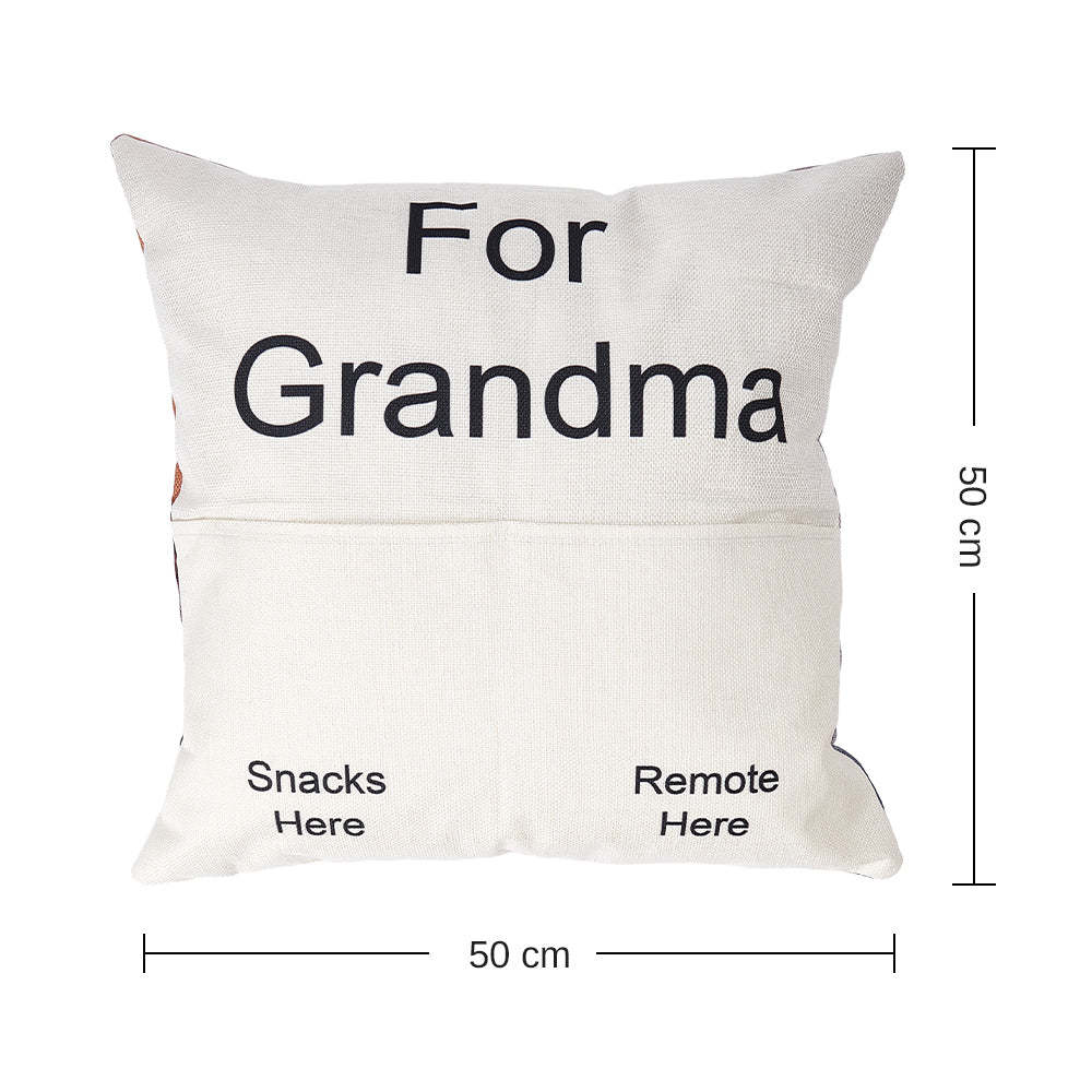 Custom Photo Pillow Case Remote Pocket Pillow Cover Personalized Text for Father, Grandpa, Grandma - auphotoblanket