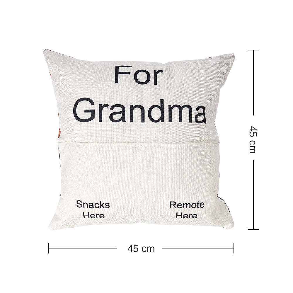 Custom Photo Pillow Case Remote Pocket Pillow Cover Personalized Text for Father, Grandpa, Grandma - auphotoblanket