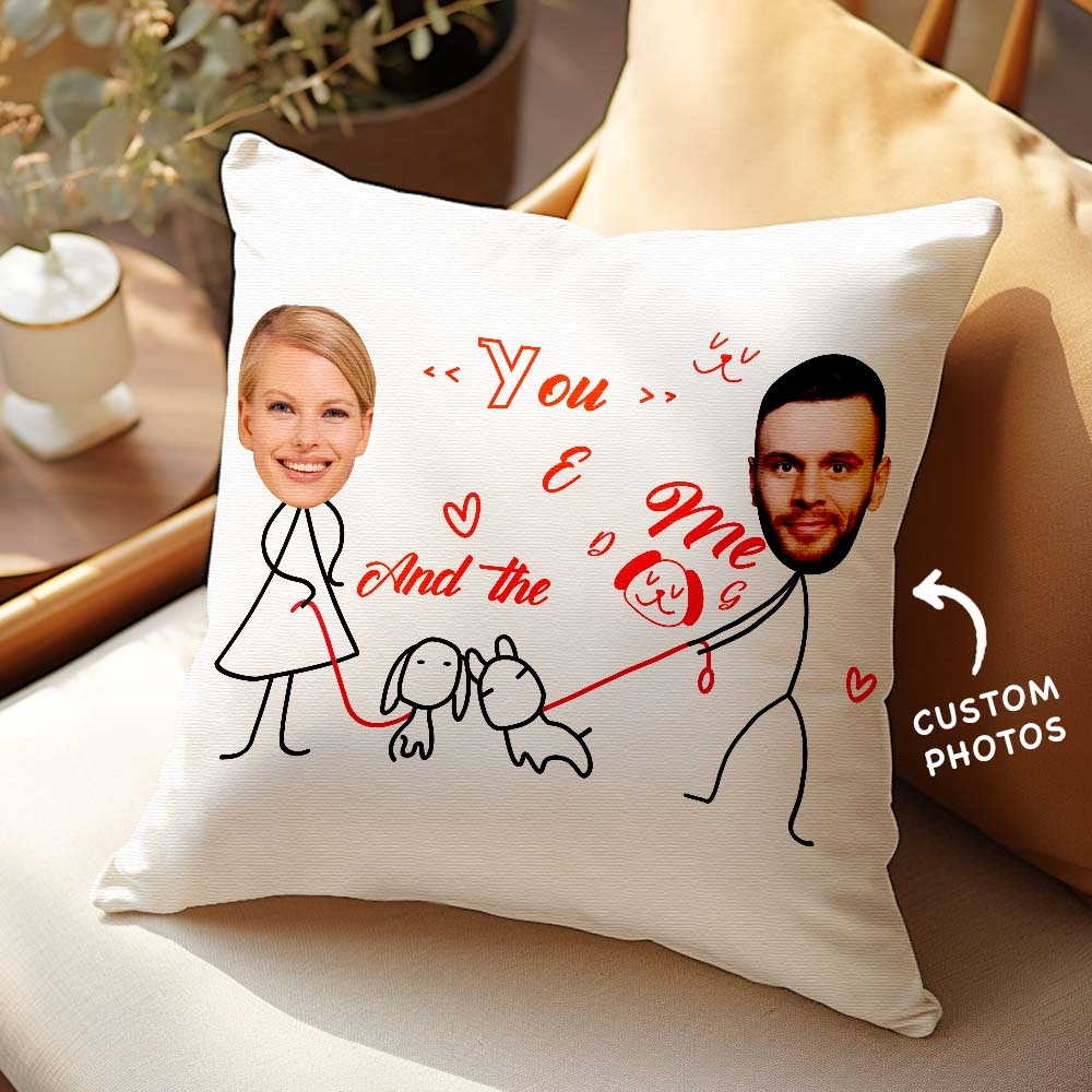 Custom Matchmaker Pillow You And Me With The Dog Throw Pillow Gifts For Lover - auphotoblanket