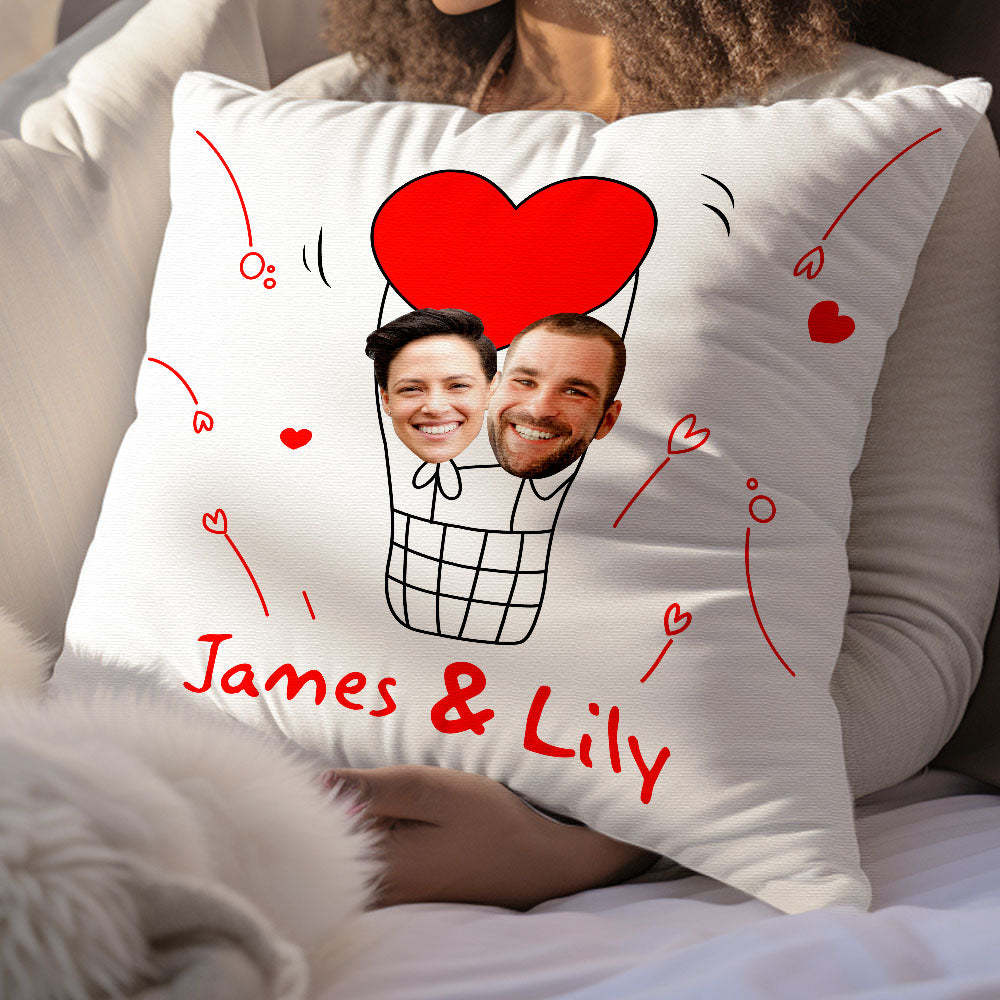 Custom Matchmaker Pillow Love Hot Air Balloon Throw Pillow Gifts For Lover - auphotoblanket