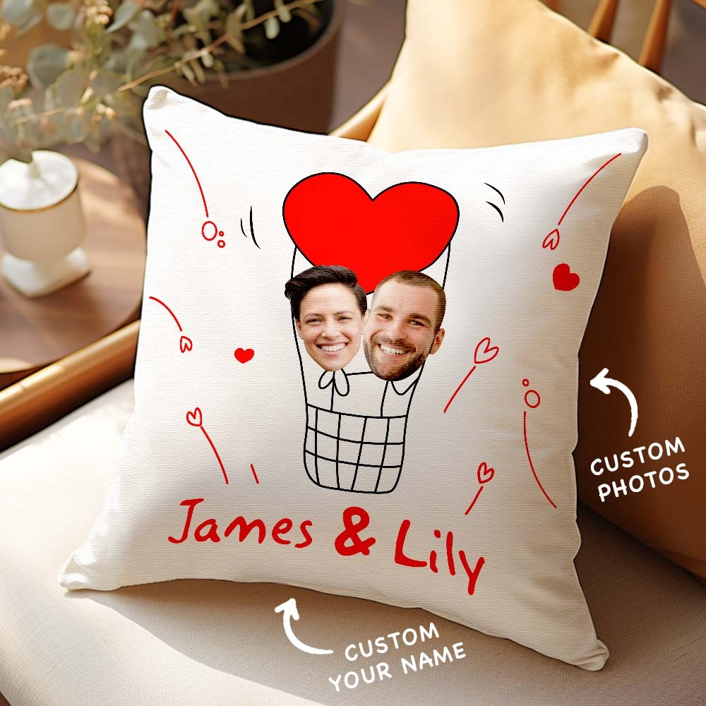 Custom Matchmaker Pillow Love Hot Air Balloon Throw Pillow Gifts For Lover - auphotoblanket