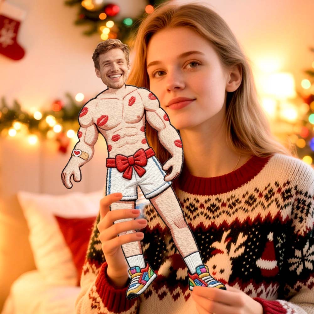 Personalized Christmas Muscle Doll Keychain Custom Face Funny Wire Skeleton Puppet Holiday Gift - auphotoblanket