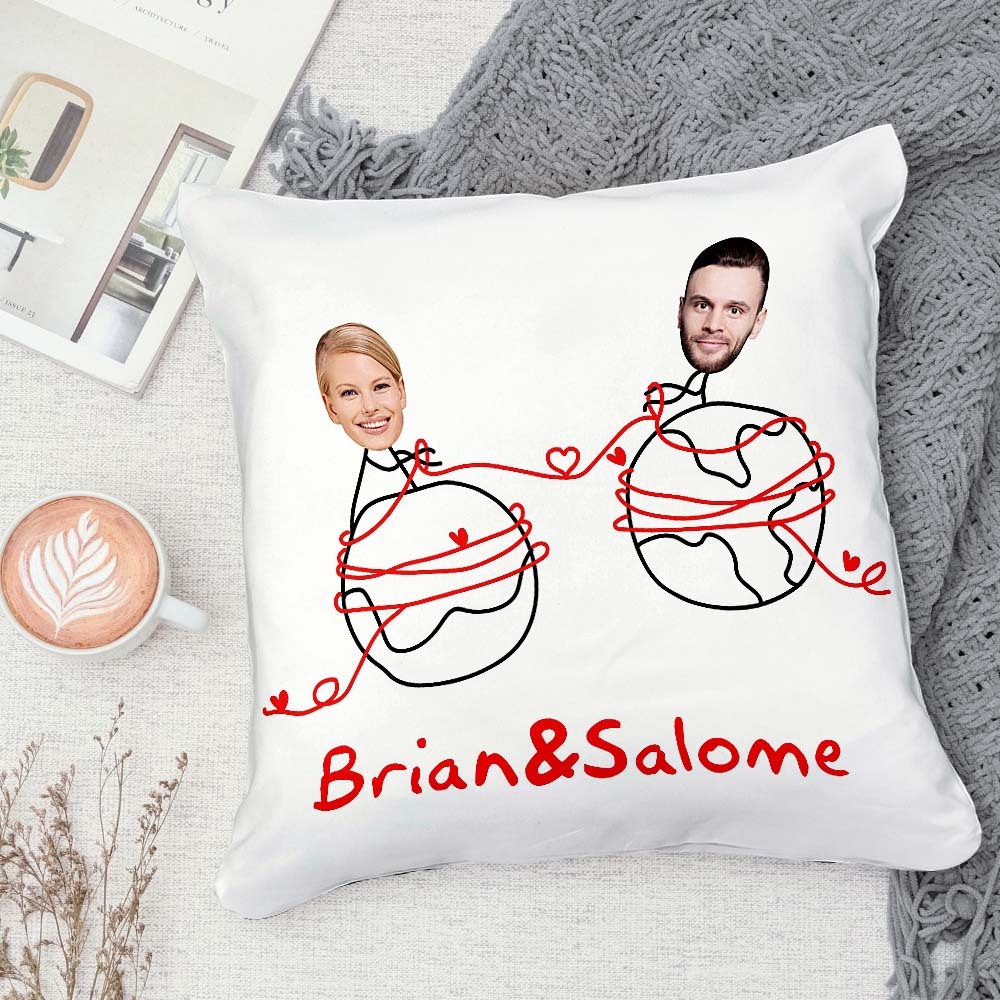 Custom Matchmaker Face Pillow Personalized Couple Photo and Text Throw Pillow Valentine's Day Gift - auphotoblanket