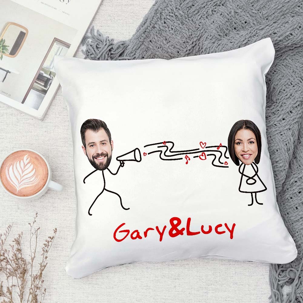 Custom Matchmaker Face Pillow Declare Love Personalized Couple Photo and Text Throw Pillow Valentine's Day Gift - auphotoblanket