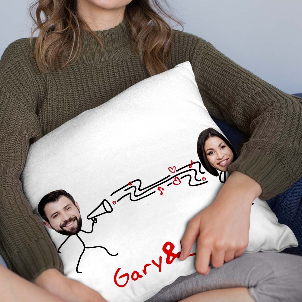Custom Matchmaker Face Pillow Declare Love Personalized Couple Photo and Text Throw Pillow Valentine's Day Gift - auphotoblanket
