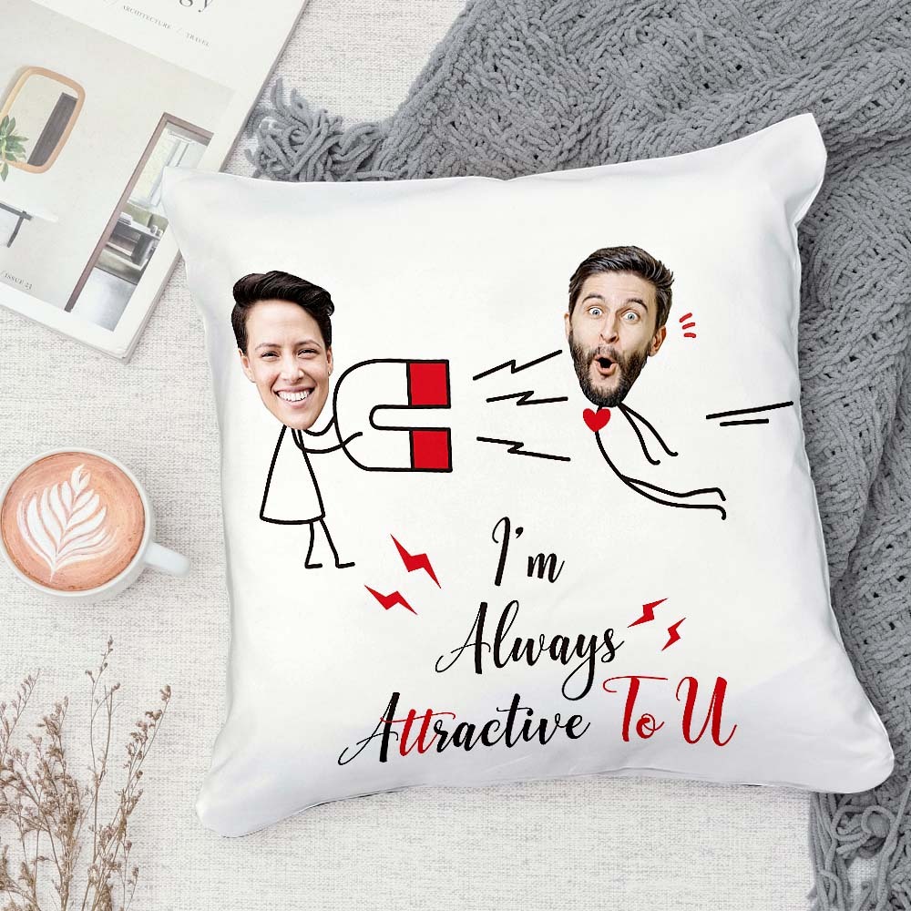 Custom Matchmaker Face Pillow Iron Absorbers Personalized Couple Photo and Text Throw Pillow Valentine's Day Gift - auphotoblanket