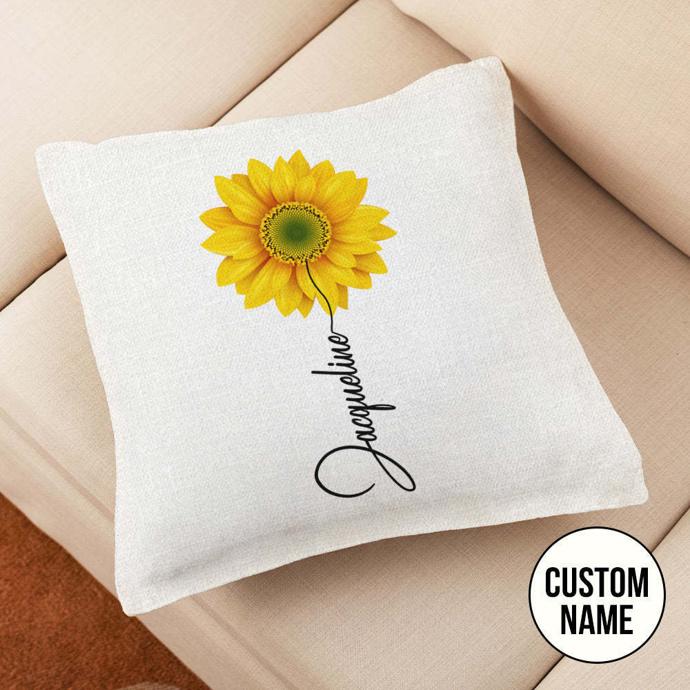 Custom Name Sunflower Throw Pillow Case with Insert - auphotoblanket