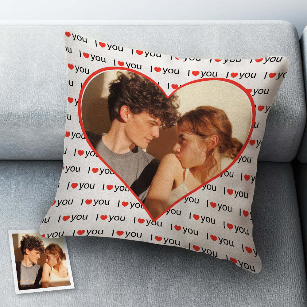 Custom Heart Shape Photo I Love You Pillow Best Gifts For Lovers - auphotoblanket
