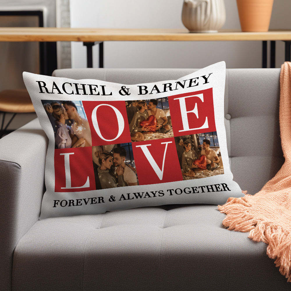 Custom Love Photo Pillow with Text Valentine's Day Gifts for Lovers ( Rectangle) - auphotoblanket