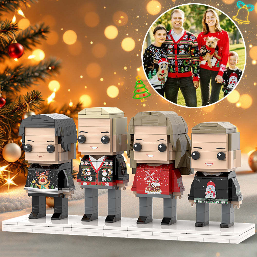 Christmas Gifts Full Body Custom Brick Figure 4 People Small Particle Block Toy Brick Me Figures Family - auphotoblanket