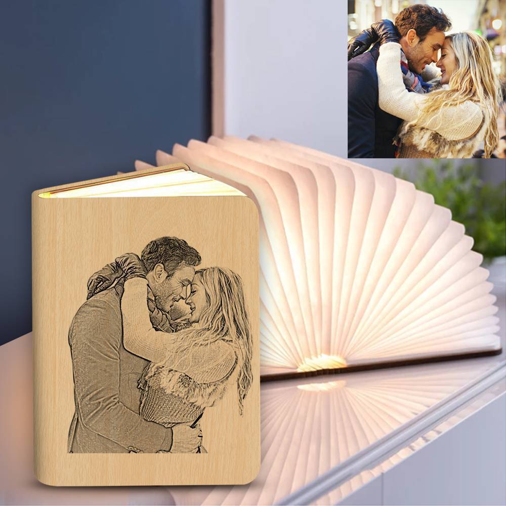 Personalized Amazing Book Lamp Desk, Couple Gift Lamp -  White and Black - auphotoblanket