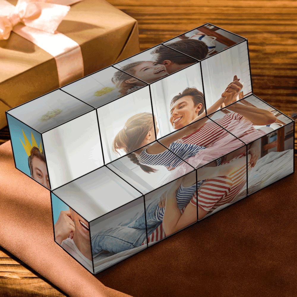 Custom Photo Cube Multiphoto Cube What I Feel for You is Love - auphotoblanket