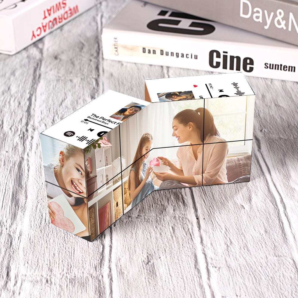 Custom Photo Cube Magic Photo Cube with Spotify Code Gift For Mother - auphotoblanket