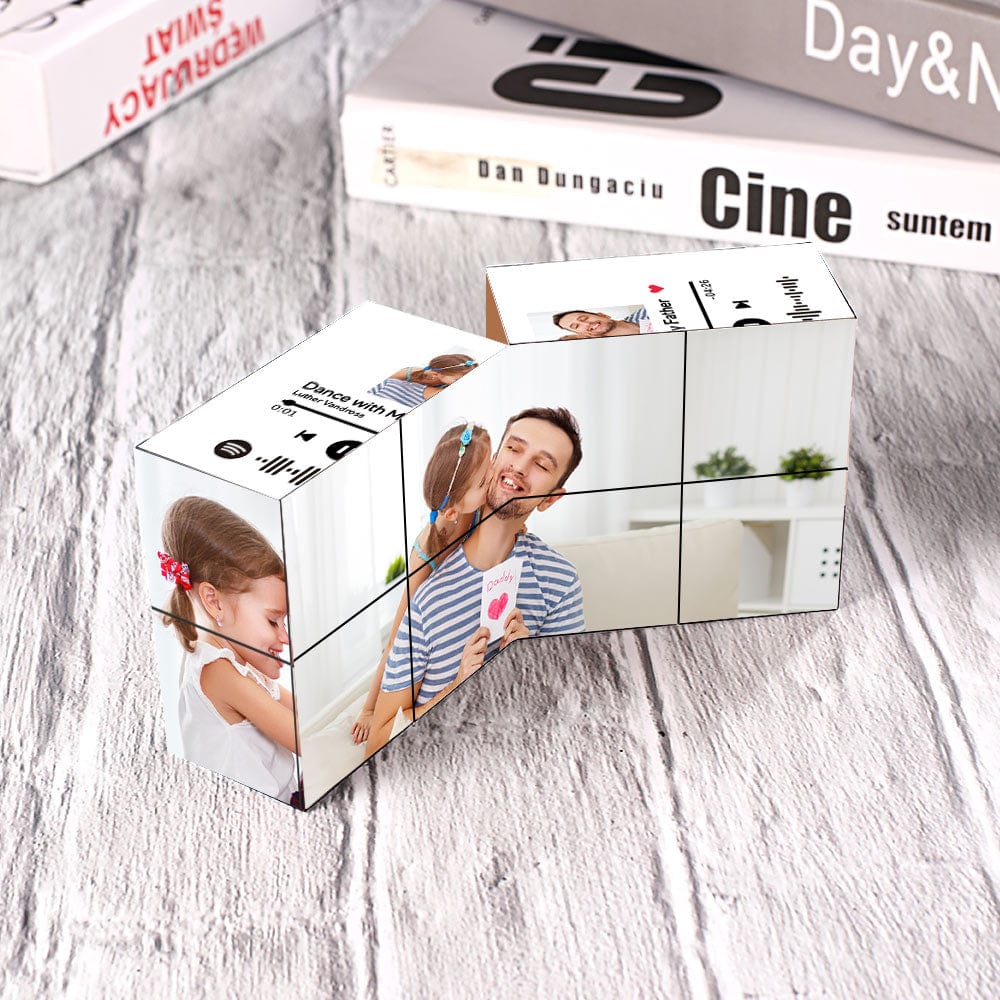 Custom Magic Photo Cube with Spotify Code Picture Cube Gifts For Father