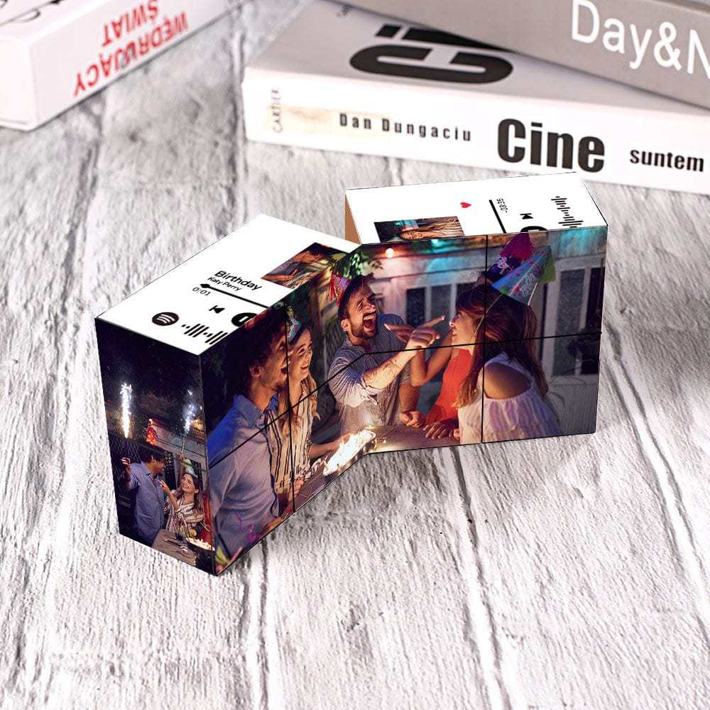Birthday Gift Custom Magic Photo Cube with Spotify Code Gift For Friends - auphotoblanket