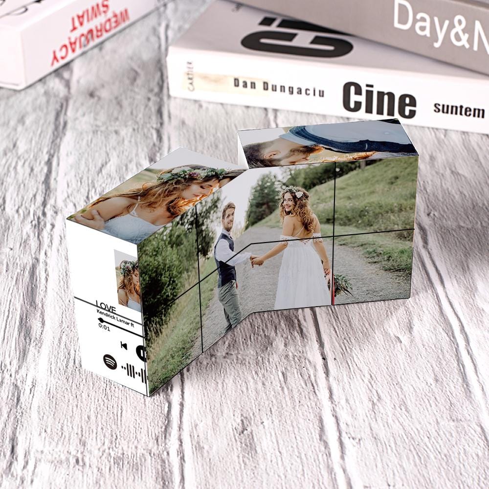Magic Photo Cube with Spotify Code Picture Cube Valentines Day Gifts