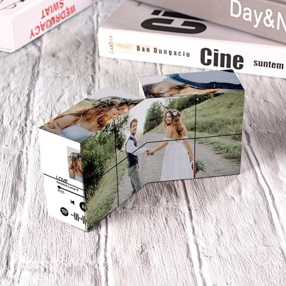 Magic Photo Cube with Spotify Code Picture Cube Valentines Day Gifts - auphotoblanket