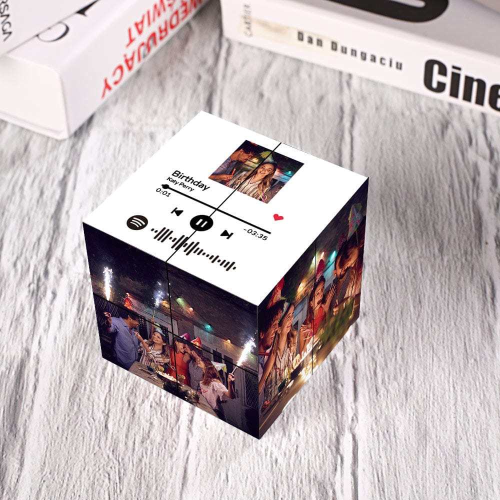 Birthday Gift Custom Magic Photo Cube with Spotify Code Gift For Friends - auphotoblanket