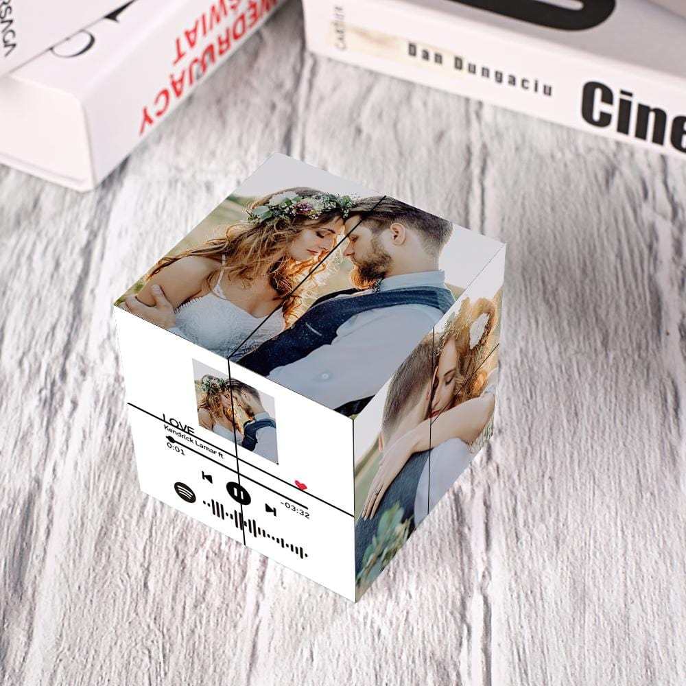 Magic Photo Cube with Spotify Code Picture Cube Valentines Day Gifts - auphotoblanket
