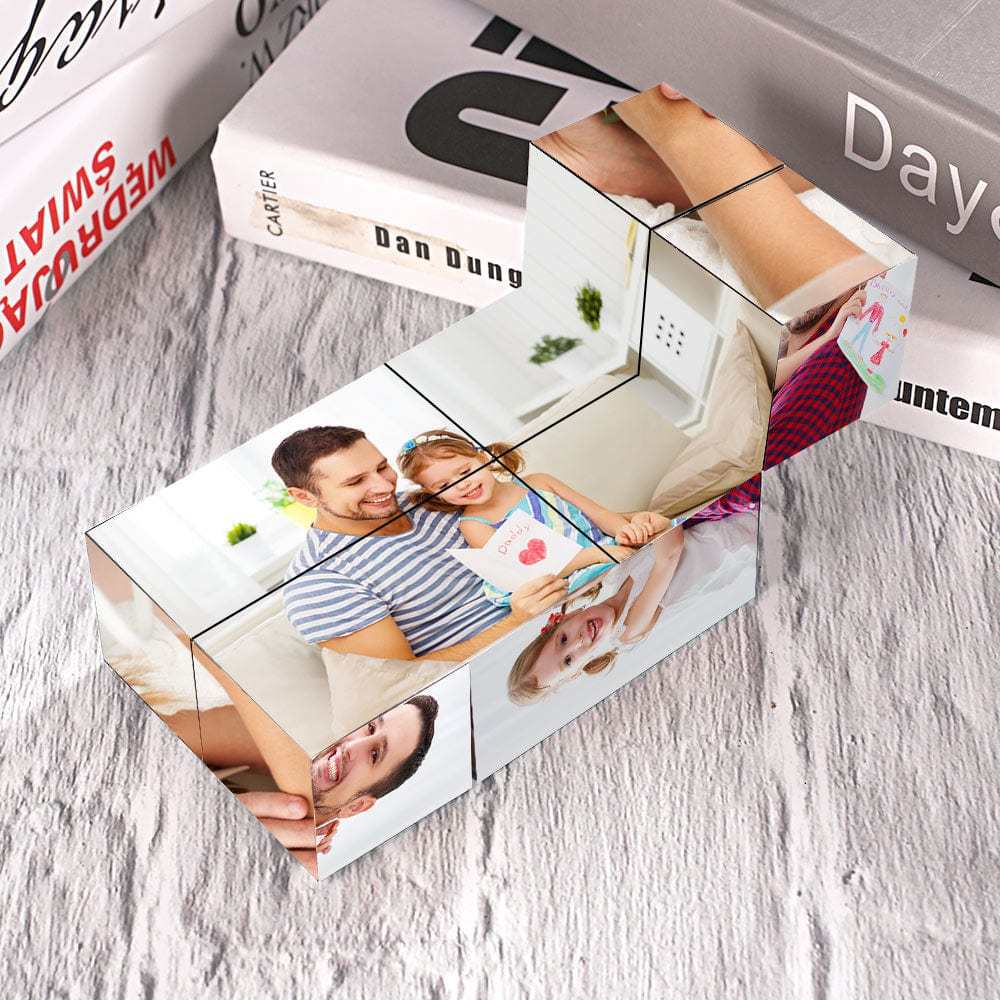 Custom Magic Photo Cube with Spotify Code Picture Cube Gifts For Father - auphotoblanket