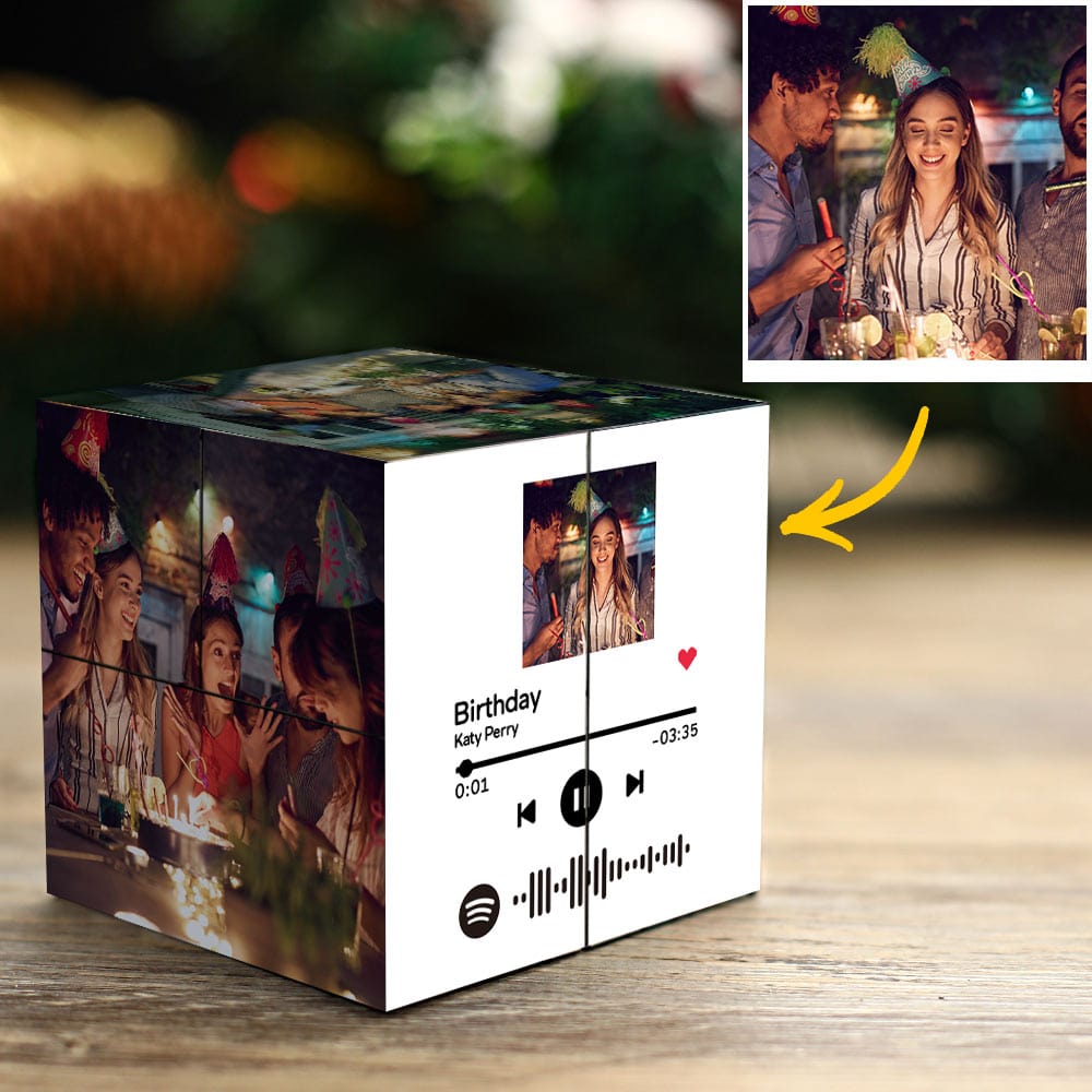 Birthday Gift Custom Magic Photo Cube with Spotify Code Gift For Friends