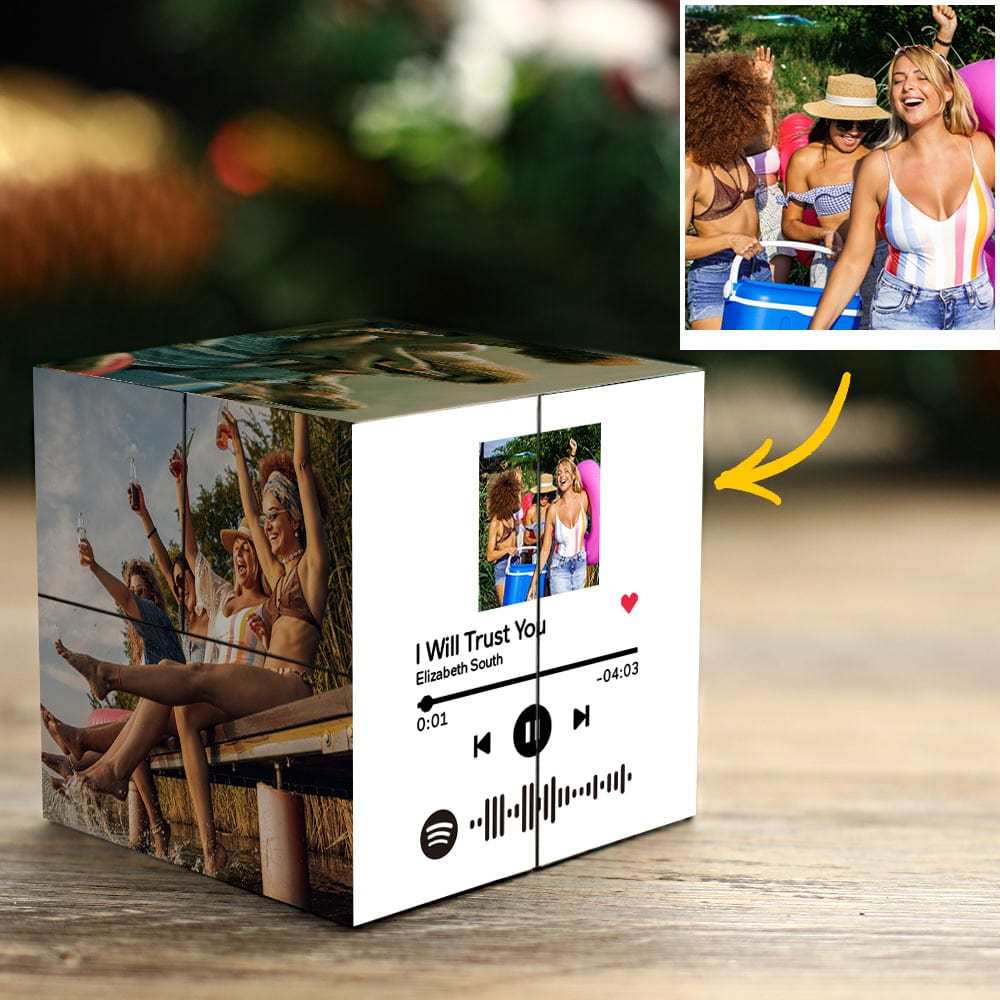 Personalized Magic Photo Cube with Spotify Code Living Room Gifts For Friends - auphotoblanket