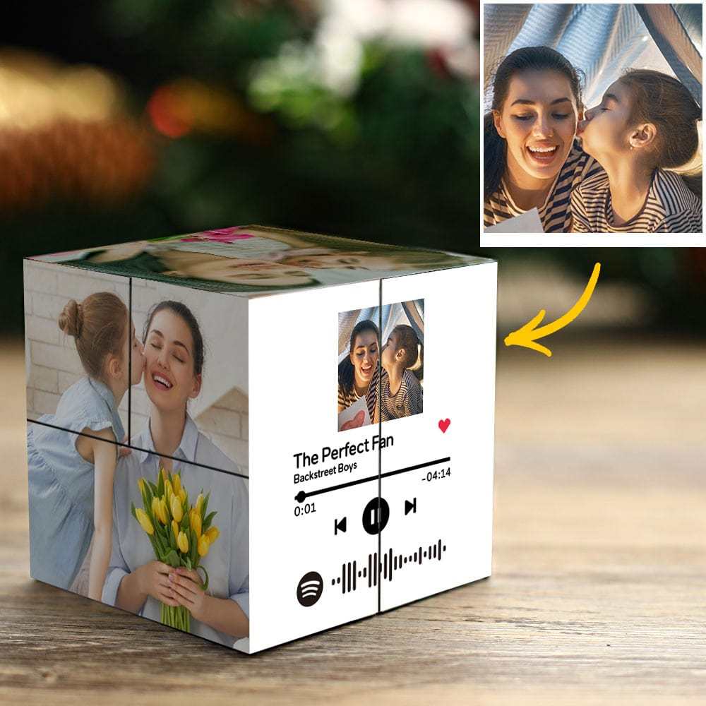 Custom Photo Cube Magic Photo Cube with Spotify Code Gift For Mother - auphotoblanket