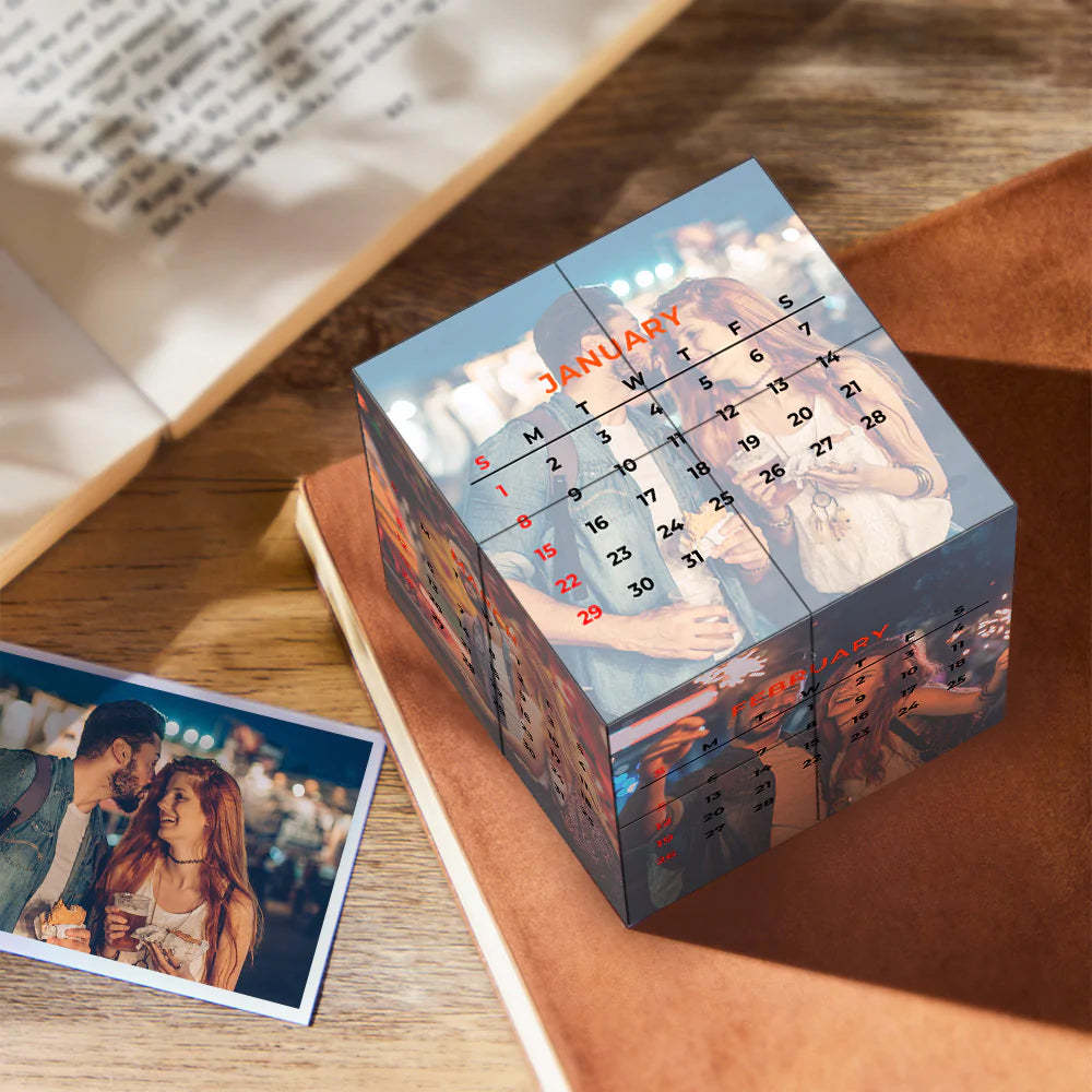 Custom Calendar Photo Rubic's Cube Personalized Infinity Photo Folding Cube Anniversary Gifts - auphotoblanket