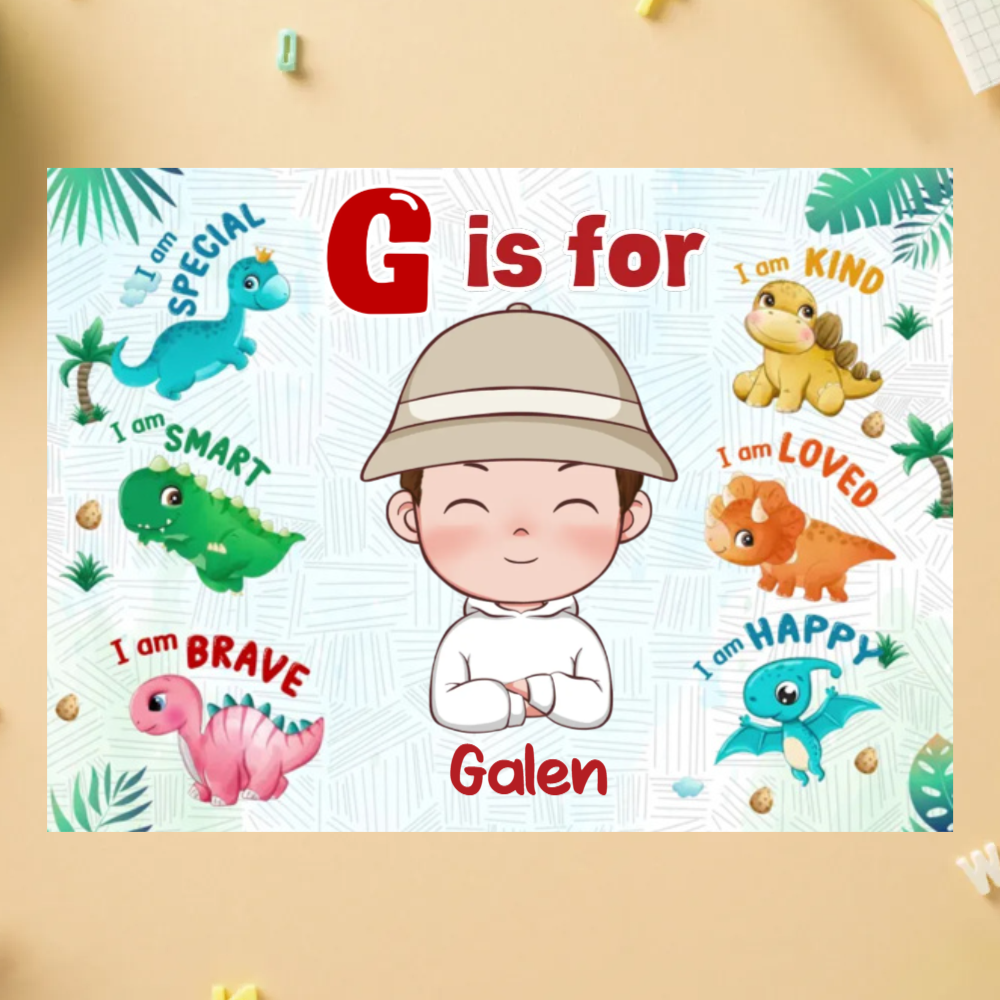 Personalized Dinosaur Jigsaw Puzzle - Custom Gift for Kids, Fun Toy with Name , Perfect for Dino-Loving Children - auphotoblanket