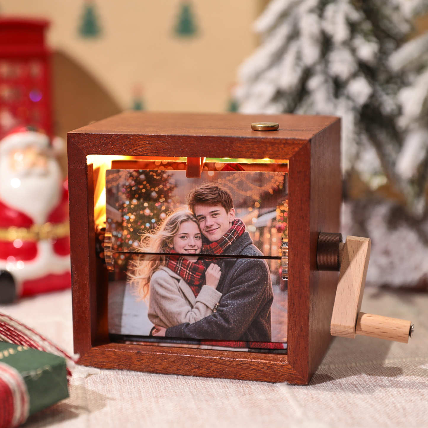 Custom Couple Photo Flipbook Frame Animation Machine Mechanical Hand-cranked Flipbook Box Photo Album with Light - auphotoblanket