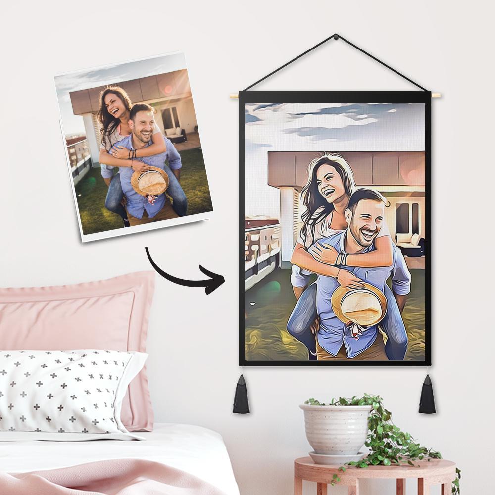 Personalised Custom Couple Photo Tapestry - Wall Decor Hanging Fabric Art Painting Hanger Frame Poster