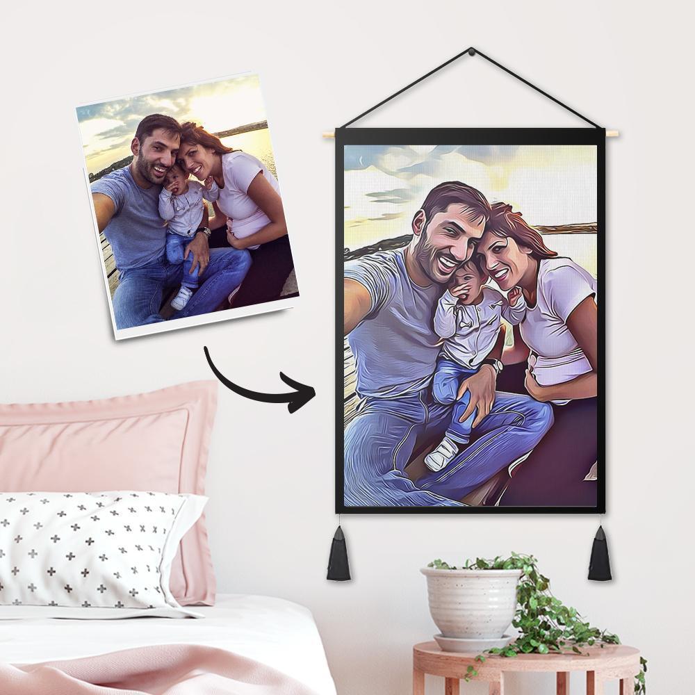 Personalised Custom Family Photo Tapestry - Wall Decor Hanging Fabric Painting Hanger Frame Poster