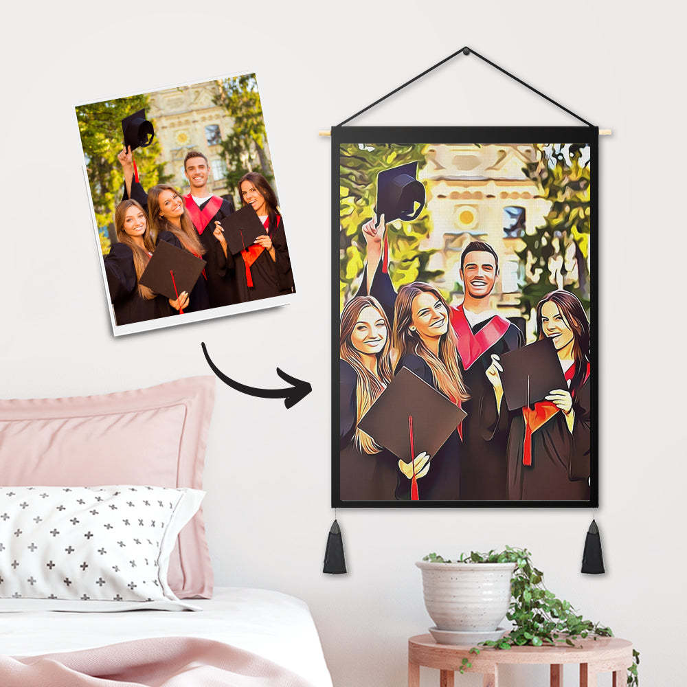 Personalised Custom Graduation Photo Tapestry - Wall Decor Hanging Fabric Painting Art Portrait Hanger Frame Poster