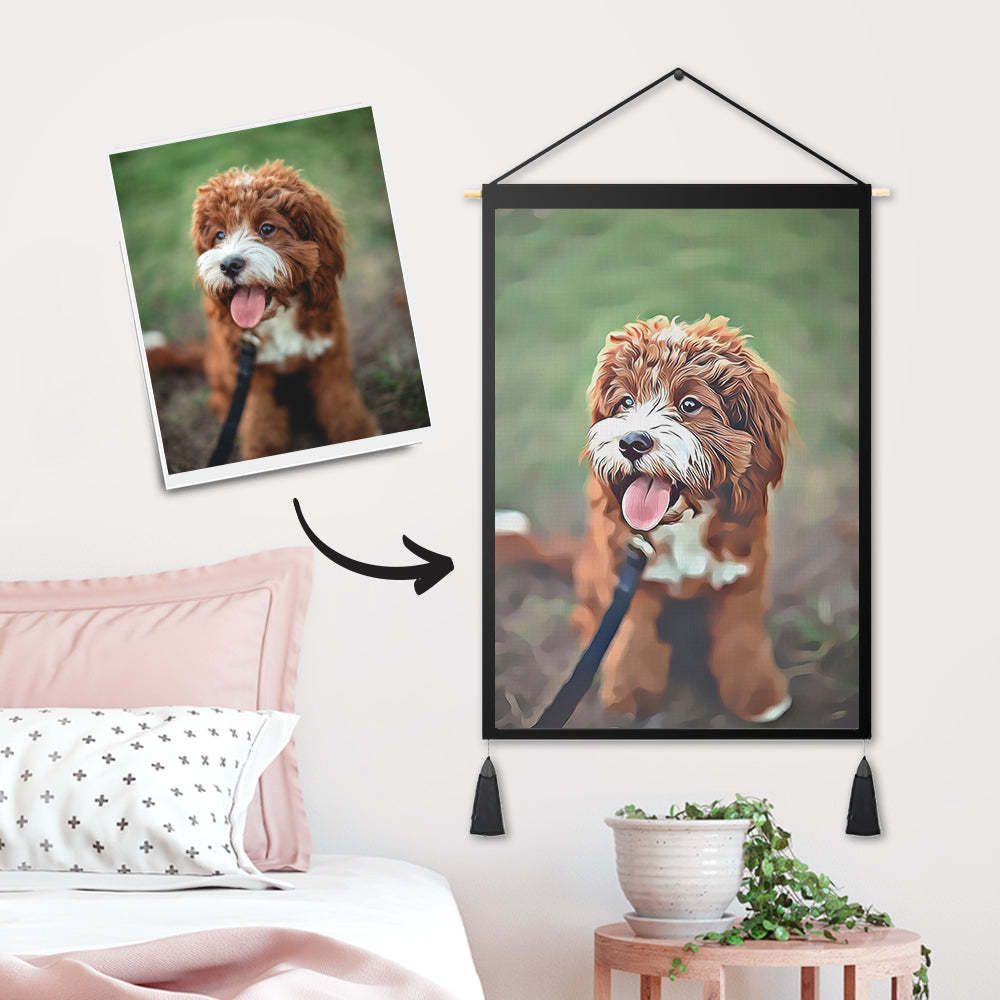 Personalised Dog Photo Tapestry - Wall Decor Hanging Fabric Painting Art Portrait Hanger Frame Poster