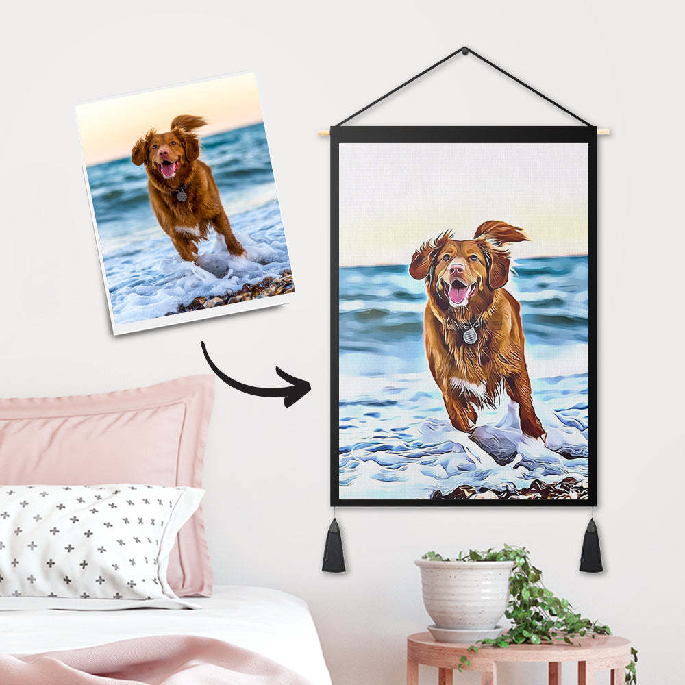 Personalised Custom Pet Photo Tapestry - Wall Decor Hanging Fabric Painting Art Portrait Hanger Frame Poster